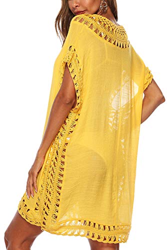 Image of Adisputent Womens Swimsuits Cover Ups Crochet Chiffon Beach Cover Bathing Suit Bikini Wear Coverups Dress