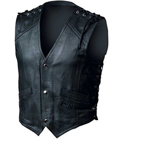 Gilet pelle BIKER nero Tg 3XL