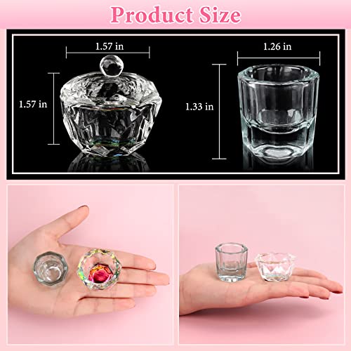 Acrylic Nail Brush Dappen Dish Set, 6PCS Nail Art Pen and 4PCS Crystal Dappen Dish for Acrylic Nails, Manicure Bowl Cup Glass Container for Acrylic Liquid Nail Tool Kit