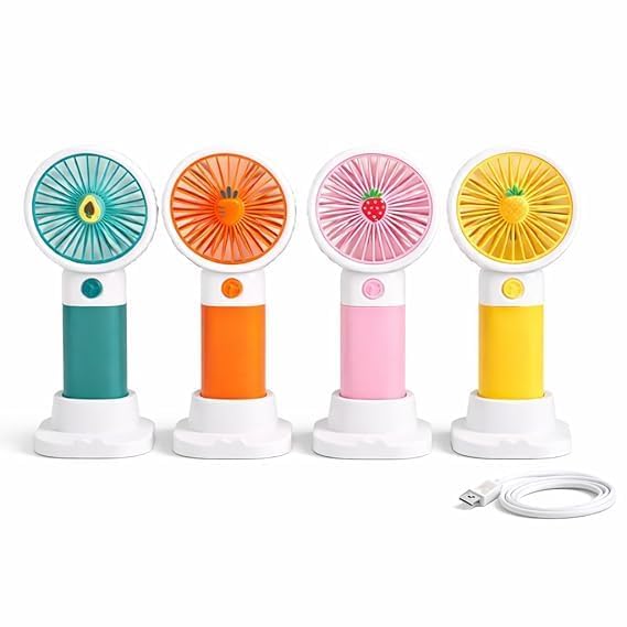Cute Mini Handheld Fan Portable USB Rechargeable Hand Fan with 3 Speed Modes, Perfect for Indoor & Outdoor Use, Stylish Multicolour (1, Green)-image-13