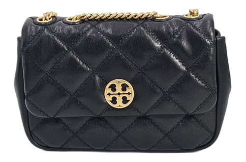 Tory Burch 148243 Willa Black Diamond Quilted With Gold Hardware Women's Shoulder Bag2