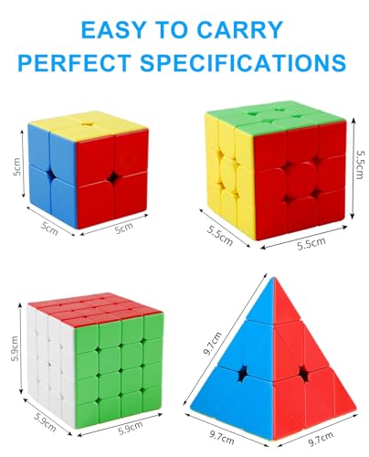 Image of CFMOUR Speed Cube Set - Stickerless 2x2 3x3 4x4 Pyramid Magic Cubes Bundle | Fast Turning, Moyu Meilong, Birthday Party Easter Valentines Day Gifts, Kids Puzzle Game, Brain Toy for Teens and Adults