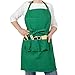 Tablier de jardinage vert La Cordeline CJN45, 100 % coton, multipoches, coutures renforcées