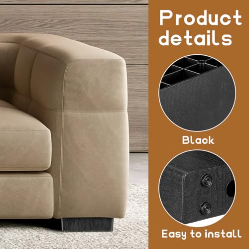 Image of Couch Legs Replacement 4 Pack 3 Inch L-Shaped Furniture Risers