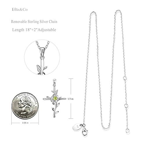 Love Rose Flower Pendant Hope Leaves Jewelry For Wife Mom Birthday Gifts August Birthstone Peridot Sterling Silver Fine Jewelry For Her Anniversary #TOP4