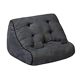  BookCouch Grau - Lesekissen für Bücher und Tablets: Bequem und stabil - mit Seitenhalter und Tasche