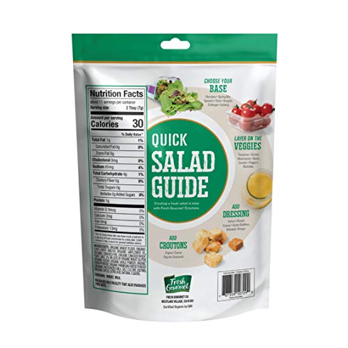 Image of Fresh Gourmet Specialty Croutons | Organic Caesar | 2.82 Ounce, Pack of 15 | Crunchy Salad Topper