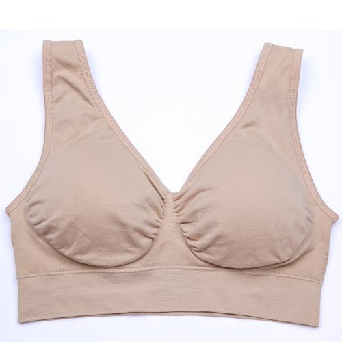Image of PRETTYWELL Sleep Bras for Women, Comfort Seamless Wireless Stretchy Sports Bra,3 Pack Yoga Bras, with Removable Pads