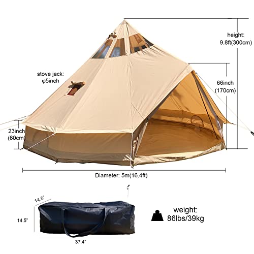 Carpa Bell Canvas 5M para 6-8 Personas 4 Estaciones Impermeable miniatura 4
