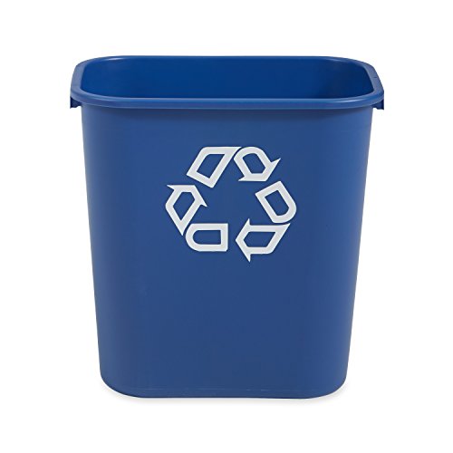 Rubbermaid Commercial Products FG295673BLUE Plastic Resin Deskside Recycling Can, 7 Gallon/28 Quart, Blue