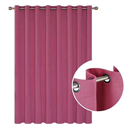 Image of Deconovo Solid Grommet Panels Blackout Wide Width Dekening Room Divider for Patio Door Curtain, 100W X 95L, Rose