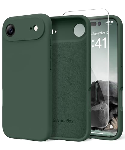 Image of Magnetic for iPhone Air Case, Compatible with MagSafe, [Full Camera Protection][Screen Protector] Silicone Shockproof Protective Phone Case for iPhone 17 Air 6.5 inch, Alpine Green