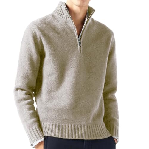 Men'S Zipper Turtleneck Long Sleeve Sweater Knitted Pullover Solid Color Casual Daily Warm Sweater