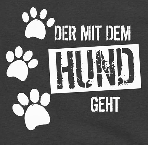 Hoodie Herren Pullover Männer - Geschenk für Hundebesitzer - Der mit dem Hund geht - L - Anthrazit meliert - hundesport hundehoodie hundefan gassi pullis hunde liebhaber hundefans hundepfote pulli