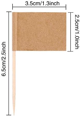 Pangda 100 Pieces Blank Toothpick Flags Cheese Markers Food Labels for Party Buffet Cheese Labels for Charcuterie Board Food Board Accessories Flag Toothpicks for Appetizers