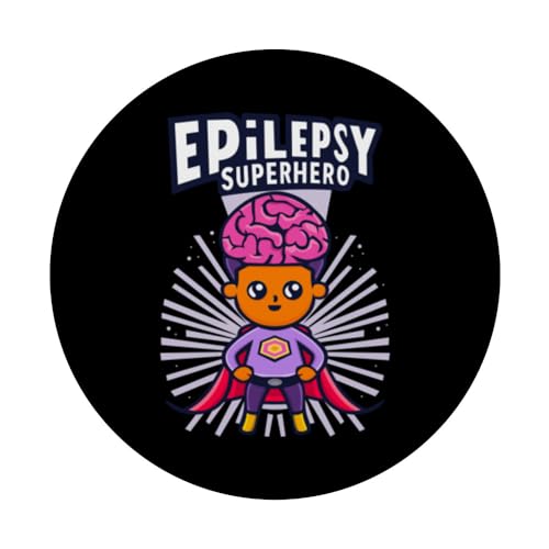 Epilepsy Superhero, my brain is something special! PopSockets Swappable PopGrip, Black - Image 3