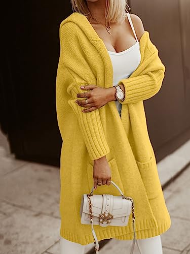 Image of Aoysky Womens Long Cardigans Cable Knitted Open Front Oversized Hooded Outerwear Sweater Coat