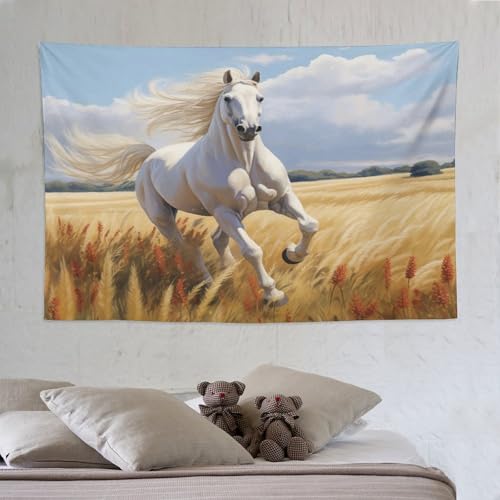 Tapisserie art mural grand tissu suspendu decoration chambre motif cheval 150x230cm