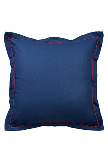 Image of Swayam Set of 2 Solid Cotton Blue Cushion Cover | 24 x 24 Inch | Soft Breathable Fabric with Hidden Zipper | Decorative & Stylish Cushion Covers for Sofa, Living Room, Bedroom & Couch