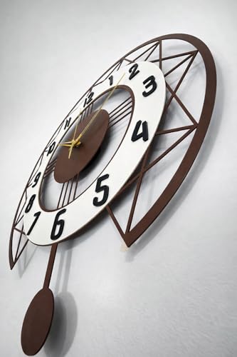 Image of Metal Wall Clock for Living Room Stylish | Fancy Large Wall Clocks for Office, Bedroom, Drawing Room & Kitchen | Luxury Sweep and Silent Wall Watch for Home Decoration (Copper 40Cm)