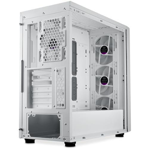 Cooler Master MasterBox 600 White Boîtier Airflow E-ATX - Supporte MB Back-Connect & Radiateur 420mm, Ventilateurs PWM ARGB Pré-Installés 3 x 140mm & 1 x 120mm, Verre Trempé, USB 3.2 Gen 2x2 Type-C