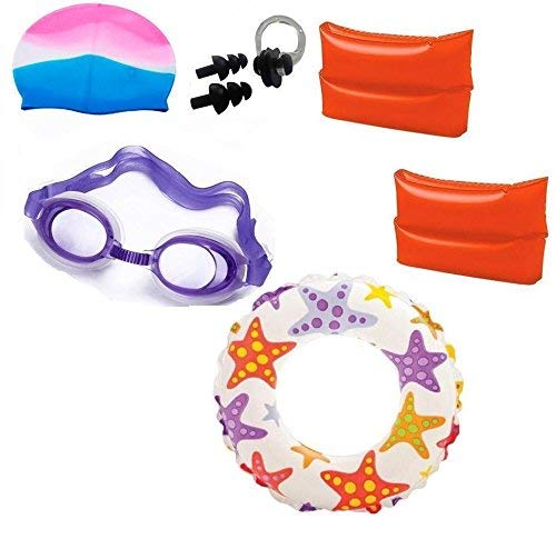 Indigo Creatives Large Size Swimming Ring with Arm Bands, Cap,Goggles, Nose and Ear Plug Kids Set Kit (B07CVZGHC7) Amazon Price History, Amazon Price Tracker