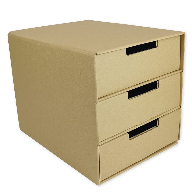TimeTEX Natura Schubladen-Box A4 mit drei Schüben - aus Pappe - 10335