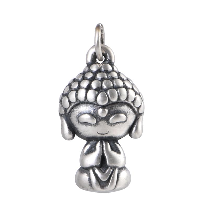 Collier bouddha en argent 925 pour femme avec chaine pull vintage