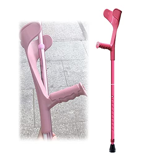 Béquille Orthopédique Pliantes, Béquille de Marche Rose pour Femmes, Béquilles Adultes Poignée Ergonomique(1 Unité, Brassard Ouvert), Hauteur Réglable