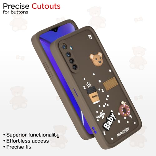 Image of Pikkme Back Cover for Realme XT /Realme X2 | Cute Fun Cartoon 3D Bear Silicone Full Body Protection Bumper Case (Brown)