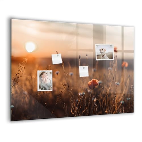 Tableau magnétique en verre pour décorer le salon avec un paysage de lever de soleil