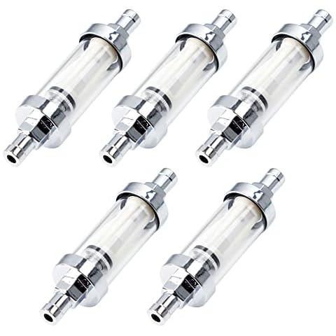 CarBole 9748 Universal 3/8" Inlet/Outlet Fuel Pump Filter Clear View - Glass-5 Pcs Cover