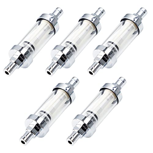 CarBole 9748 Universal 3-8 Inlet-Outlet Fuel Pump Filter Clear View - Glass-5 Pcs