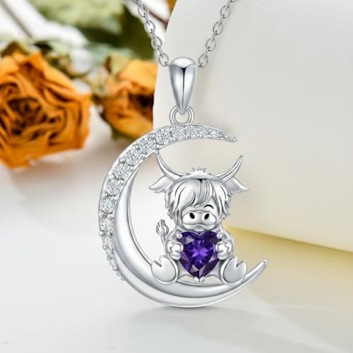 Image of PROESS Animal Birthstone Necklace 925 Sterling Silver Otter /Axolotl /Hippo /Elephant /Dachshund /Monkey /Red Panda Pendant Necklace Animal Birthstone Jewelry Gifts for Women