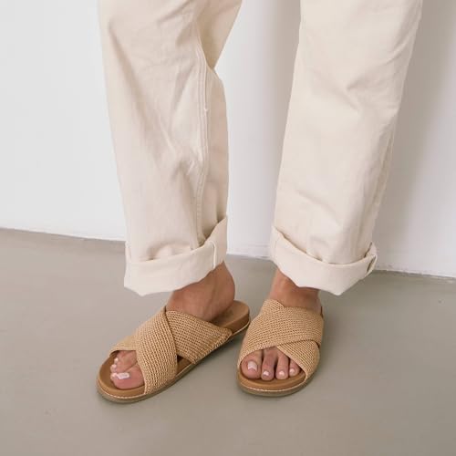 Image of The Sak Penelope Slide Sandal - Women's Flat Fashion Slides with Soft Cushion Sole -Hand Crochet Slip On Sandals For Everyday