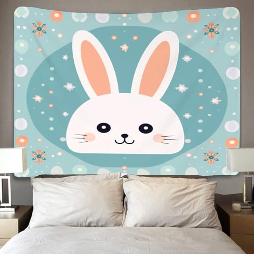 Tapisserie murale lapin 3D tissu deco pour masquer un mur abîmé de salon - 4