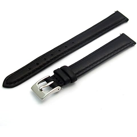 Ladies Soft Black Leather Watch Strap 12mm Cover
