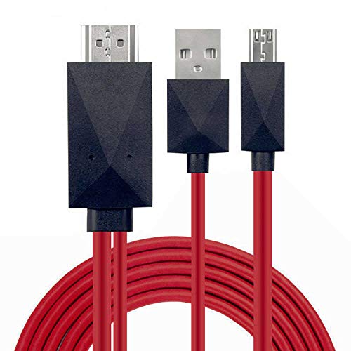 OcioDual Cable MHL de Micro USB 11 Pin Pines a HDMI TV Adaptador Convertidor para Samsung Galaxy S3/S4 Note 2/3/4 Tab S/S2 Rojo