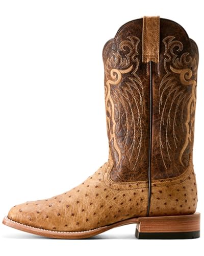 ARIAT Men's Exotic Full Quill Ostrich Rio Western Boot Broad Square Toe - 10053580 12 EE US Brown2