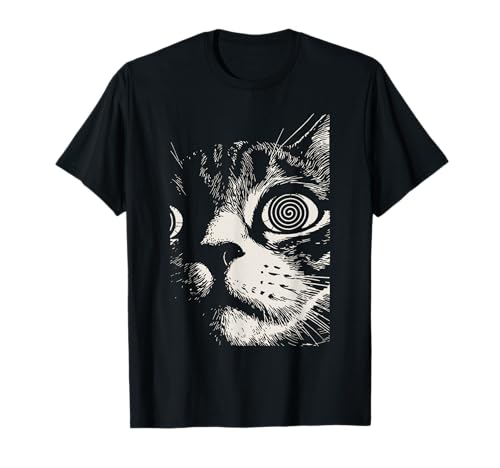 Hypnotic Cat Spiral Eyes Trippy Psychedelic Cat T-Shirt