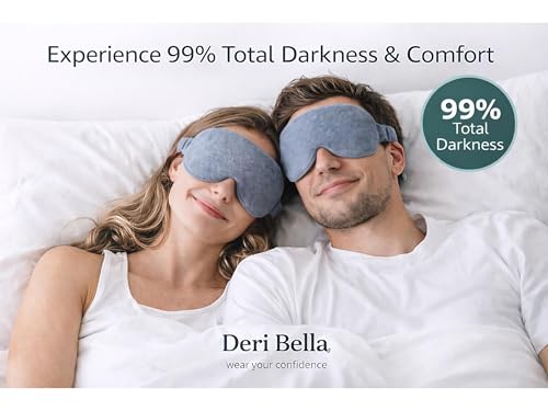 Image of Eye Sleep Mask for Men & Women, Soft Light Blocking Mask with Adjustable Strap, Falalin Non-Woven Cotton Fabric, Comfortable Travel Eye Cover for Home, Flight, Relaxation (Blue pack of 2)