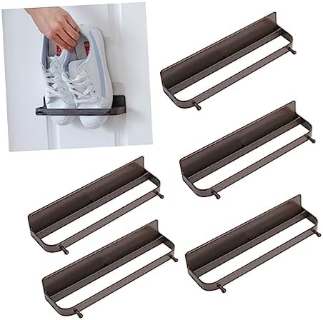 5PCS Wall-Mounted Slipper Storage Rack - No Drill Easy Install Hooks for Bathroom, Entryway & Closet - Grey Shoe Organizer for Slippers & Footwear Storage