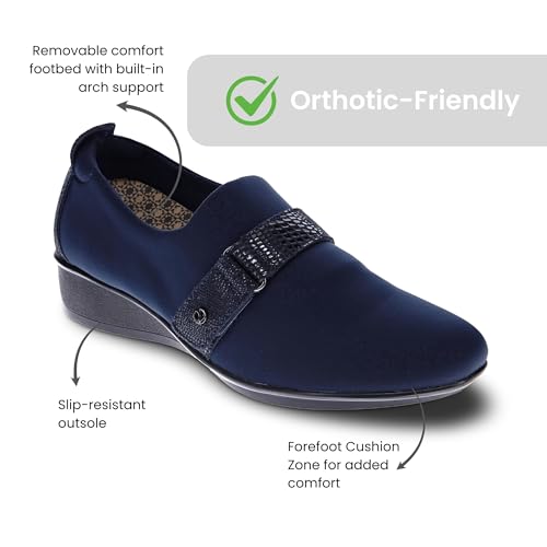 Image of Revere Genoa Women's Stretch Loafer - Elegant Adjustable Leather with Super Soft Stretch Upper and Contoured Removable Footbeds