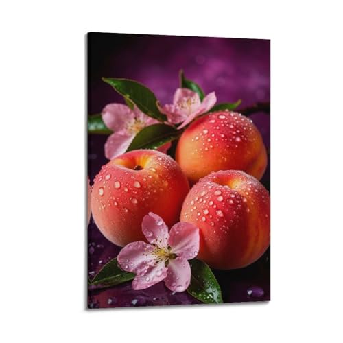 Poster fleurs et pêches moderne pour salon élégant 50x75