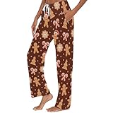 WINTYE Women's Christmas Cookies Gingerbread Comfy Long Pajamas Bottoms Lounge Pants Sleepwear Drawstring Waist L