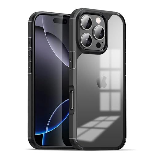 Image of KARWANBack Cover |Shockproof Bumper Case | Full Camera Protection | Raised Edges | Super Soft Side TPU | Bumper Case for iPhone 16 Pro -Black