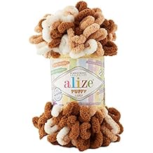 ALZE Puffy Color Baby Blanket - Lot of 5 Super Chunky Bulky Worsted Yarn Skeins 500gr, 50yds - 100% Micropolyester Soft Hand Knitting Yarn