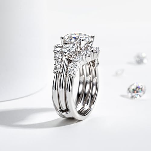 Moissanite Wedding Ring Set 4.92cttw(3CT Center Stone) D Color 925 Sterling Silver Moissanite Engagement Rings Bridal Set for Women with Certificate4