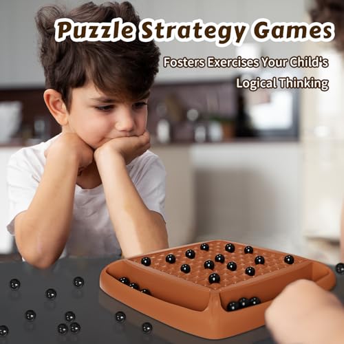 Image of Magnet Game, Magnetic Game Chess 40 Piceses, Family Games for Kids and Adults, Board Game for Kids 8-12 Family Games Night 2-4 Players, Gifts for Teens Kid (Brown)