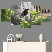 SIGNWIN 5 Panel Canvas Wall Art Animals Black and White Dramatic Duotone Modern Artwork for Home Decorations Ready to Hang - 60